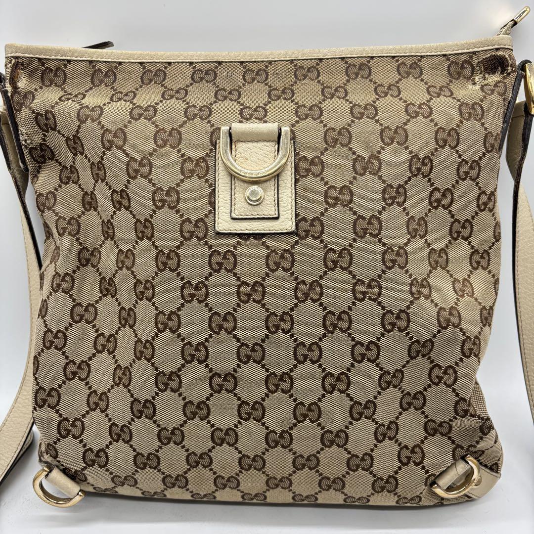 GUCCI Shoulder Bag Purse GG Canvas Beige Authentic