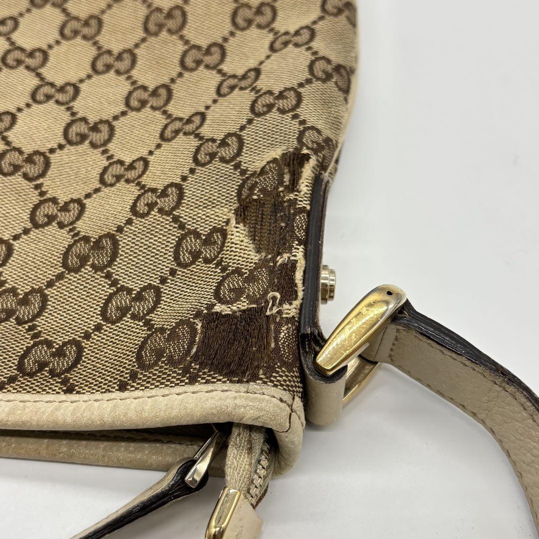 GUCCI Shoulder Bag Purse GG Canvas Beige Authentic