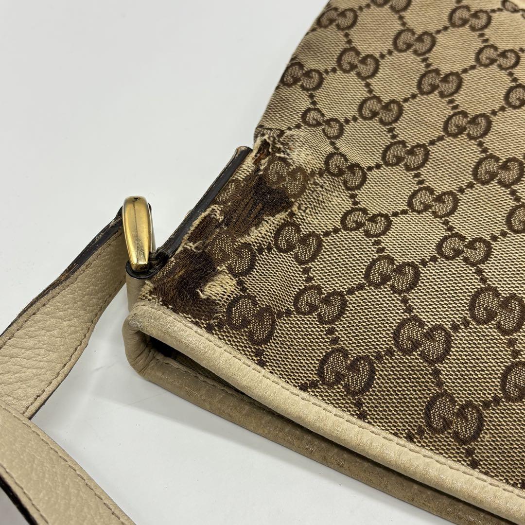 GUCCI Shoulder Bag Purse GG Canvas Beige Authentic