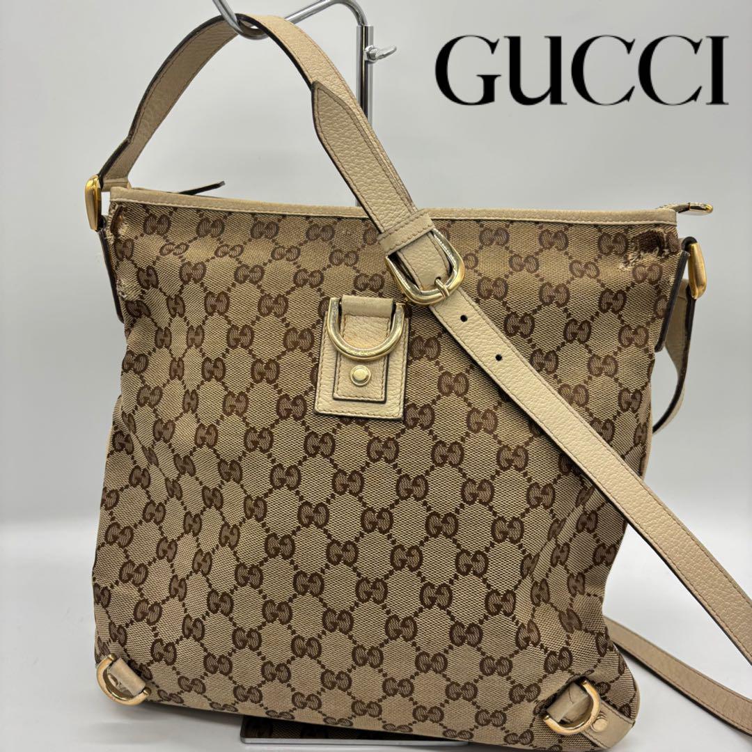 GUCCI Shoulder Bag Purse GG Canvas Beige Authentic