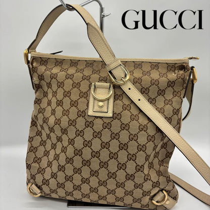 GUCCI Shoulder Bag Purse GG Canvas Beige Authentic