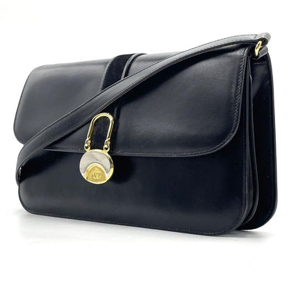 GUCCI Shoulder Bag Purse Interlocking Leather Black Authentic