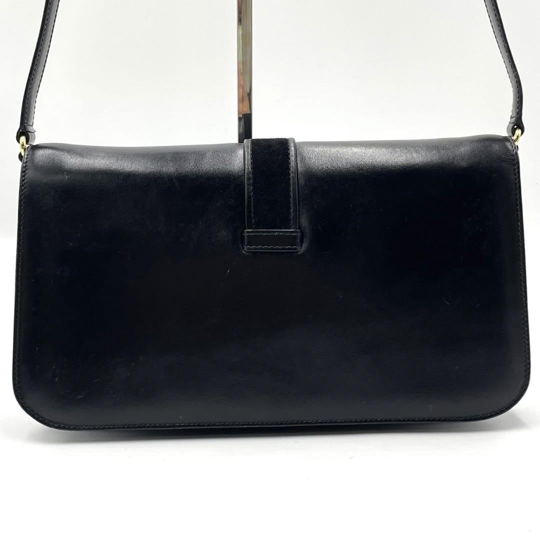 GUCCI Shoulder Bag Purse Interlocking Leather Black Authentic