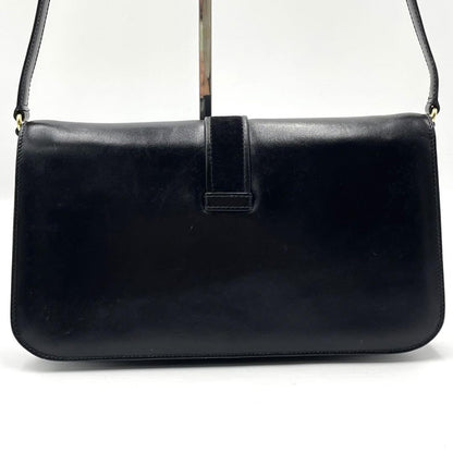 GUCCI Shoulder Bag Purse Interlocking Leather Black Authentic