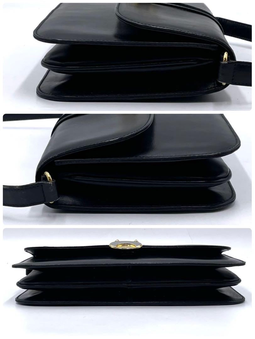 GUCCI Shoulder Bag Purse Interlocking Leather Black Authentic