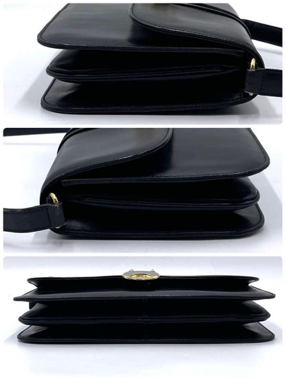 GUCCI Shoulder Bag Purse Interlocking Leather Black Authentic