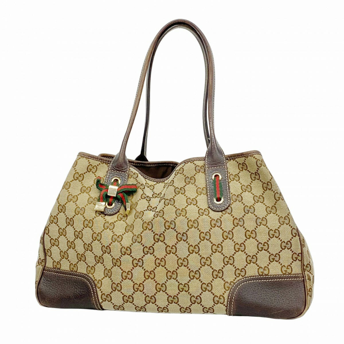 GUCCI Hand Bag Tote Purse Sherry Line GG Canvas Brown Authentic