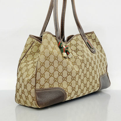 GUCCI Hand Bag Tote Purse Sherry Line GG Canvas Brown Authentic