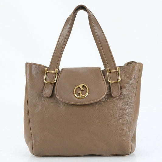 GUCCI Hand Bag Tote Purse Interlocking G Leather Beige Authentic