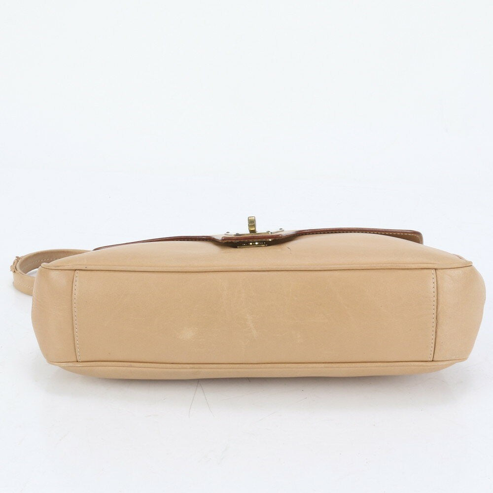 GUCCI Shoulder Bag Purse Leather Beige Authentic