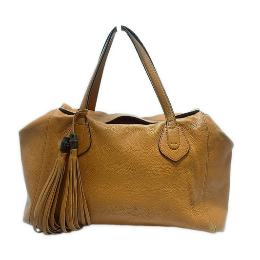 GUCCI Hand Bag Tote Purse Leather Light Brown Authentic