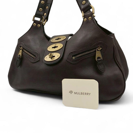 MULBERRY Hand Bag Tote Purse Turn Lock Authentic