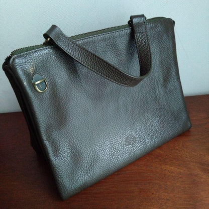 MULBERRY Hand Shoulder Bag Tote Purse Leather Dark Brown Authentic