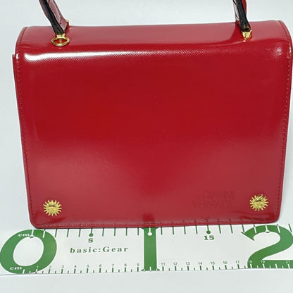 VERSACE Hand Bag Tote Purse Sunburst Leather Red Authentic
