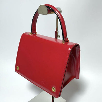 VERSACE Hand Bag Tote Purse Sunburst Leather Red Authentic