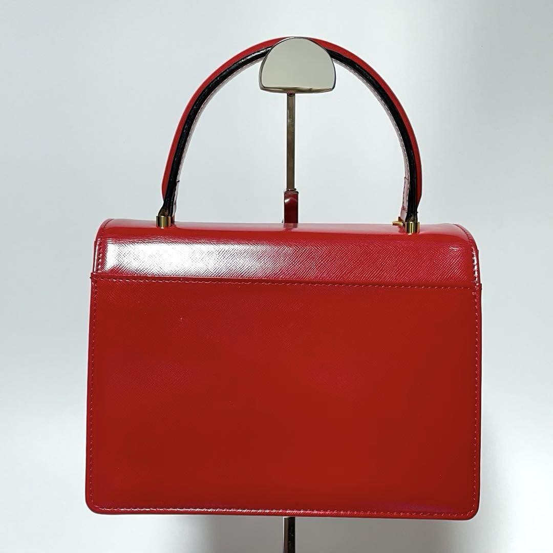 VERSACE Hand Bag Tote Purse Sunburst Leather Red Authentic