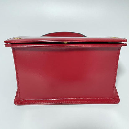 VERSACE Hand Bag Tote Purse Sunburst Leather Red Authentic