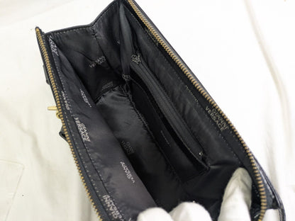 VERSACE Hand Shoulder Bag Tote Purse Sunburst Patent Leather Black Authentic
