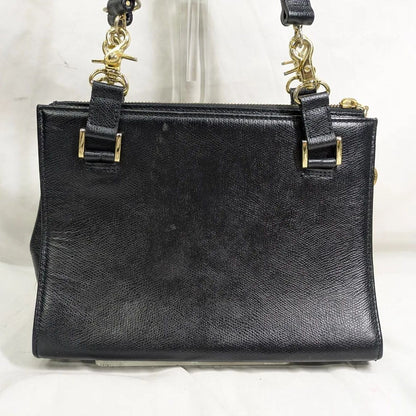 VERSACE Hand Shoulder Bag Tote Purse Sunburst Patent Leather Black Authentic