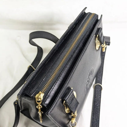 VERSACE Hand Shoulder Bag Tote Purse Sunburst Patent Leather Black Authentic