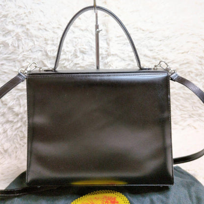 VERSACE Hand Shoulder Bag Tote Purse 2way Medusa Leather Black Authentic