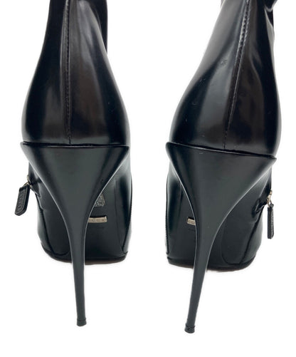 GUCCI High Heel Long Boots Shoes EU 38 US 8 Black Authentic