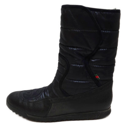GUCCI Short Boots Shoes Interlocking G EU 37.5 US 7.5 Leather Black Authentic
