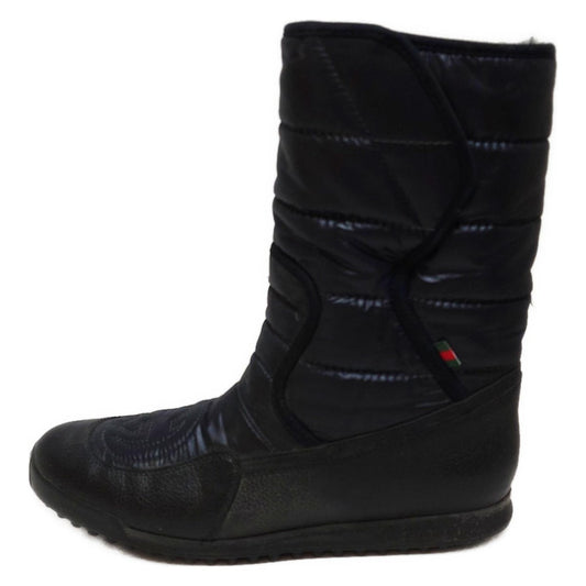 GUCCI Short Boots Shoes Interlocking G EU 37.5 US 7.5 Leather Black Authentic