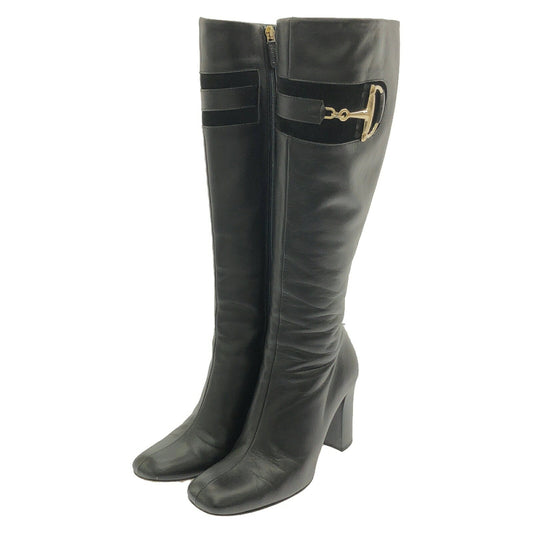 GUCCI Long Boots Shoes EU 36 US 6 Leather Black Authentic
