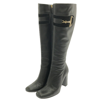 GUCCI Long Boots Shoes EU 36 US 6 Leather Black Authentic