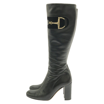 GUCCI Long Boots Shoes EU 36 US 6 Leather Black Authentic
