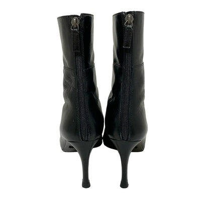 GUCCI Short Boots Shoes EU 37 US 7 Leather Black Authentic