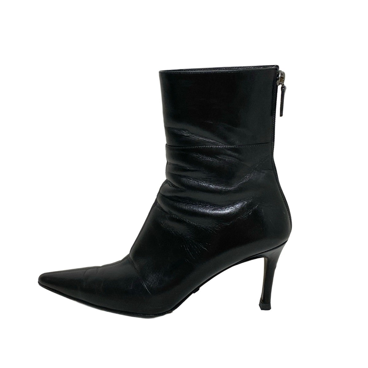 GUCCI Short Boots Shoes EU 37 US 7 Leather Black Authentic