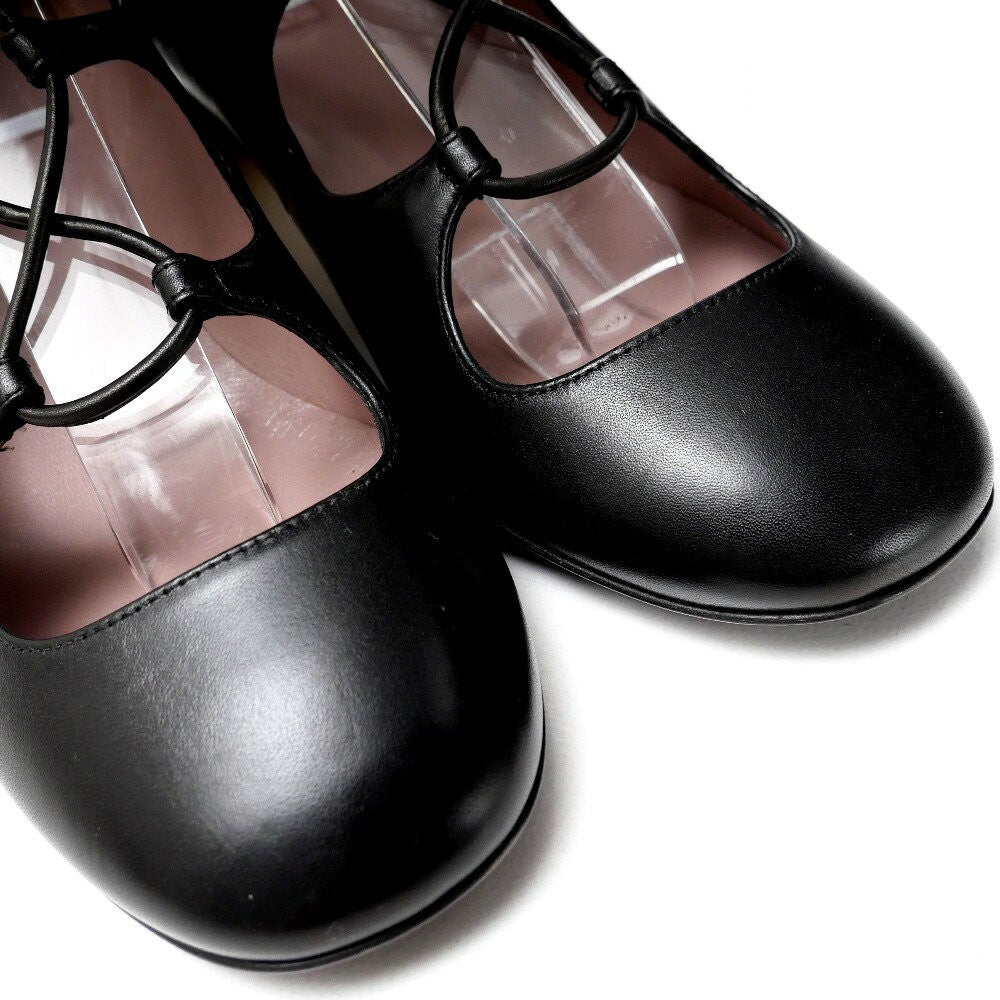 GUCCI Lace-up Ankle Boots Shoes EU 36 US 6 Leather Black Authentic