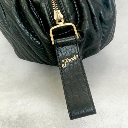 FENDI Bag Spy FF Zucca Hand Tote Purse Leather Black Gold Used Authentic
