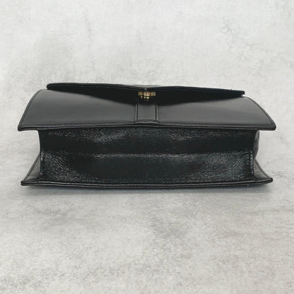 Saint Laurent Bag YSL Clutch Purse Hand Leather Black Gold Used Authentic