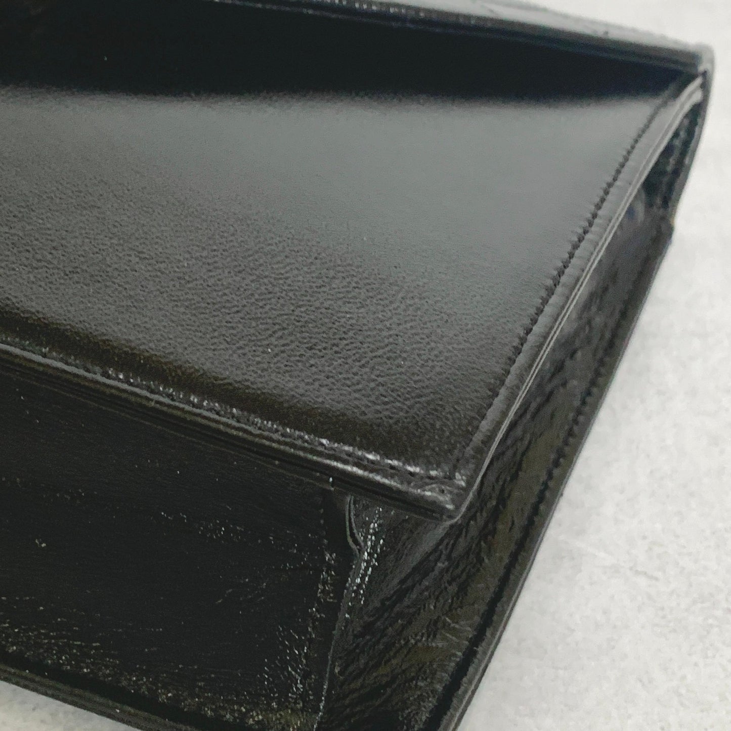 Saint Laurent Bag YSL Clutch Purse Hand Leather Black Gold Used Authentic