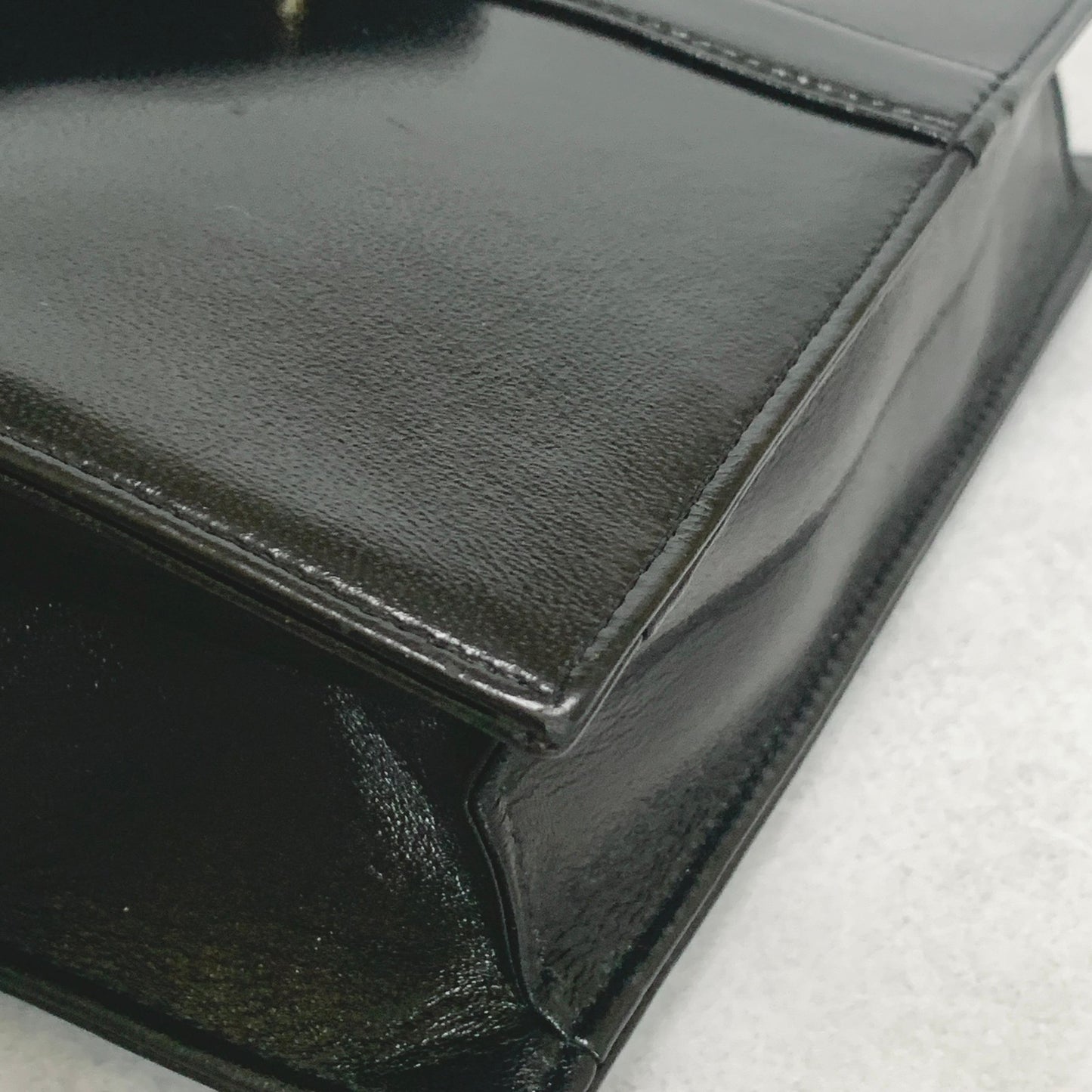 Saint Laurent Bag YSL Clutch Purse Hand Leather Black Gold Used Authentic