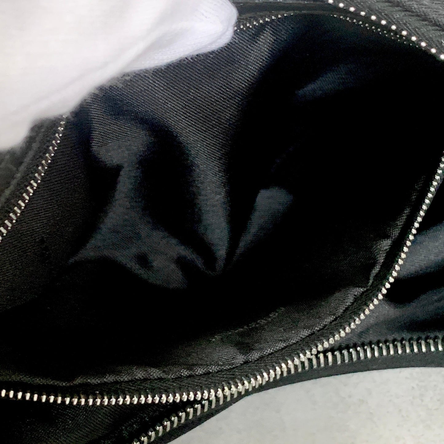FENDI Croissant Bag Mamma Baguette Shoulder Purse FF Cotton Black Silver Auth