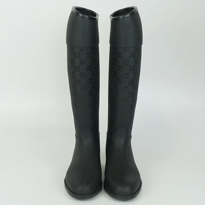 GUCCI Rain Boots Shoes GG EU 36 US 6 Black Authentic