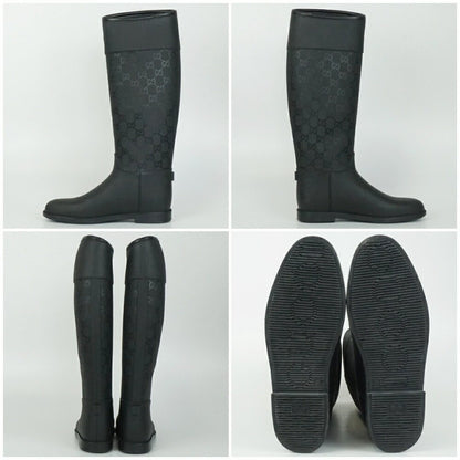 GUCCI Rain Boots Shoes GG EU 36 US 6 Black Authentic