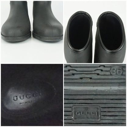 GUCCI Rain Boots Shoes GG EU 36 US 6 Black Authentic