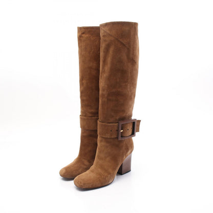 GUCCI Long Boots Shoes EU 36.5 US 6.5 Suede Brown Authentic