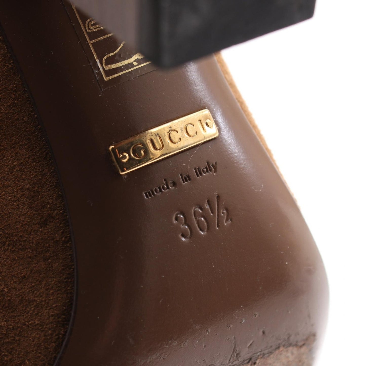 GUCCI Long Boots Shoes EU 36.5 US 6.5 Suede Brown Authentic