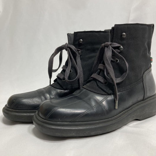 GUCCI Boots Sneaker Shoes Sherry Line Leather Canvas Black Authentic