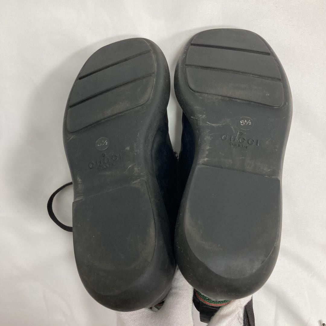 GUCCI Boots Sneaker Shoes Sherry Line Leather Canvas Black Authentic