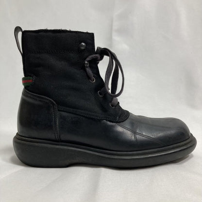 GUCCI Boots Sneaker Shoes Sherry Line Leather Canvas Black Authentic