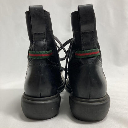 GUCCI Boots Sneaker Shoes Sherry Line Leather Canvas Black Authentic