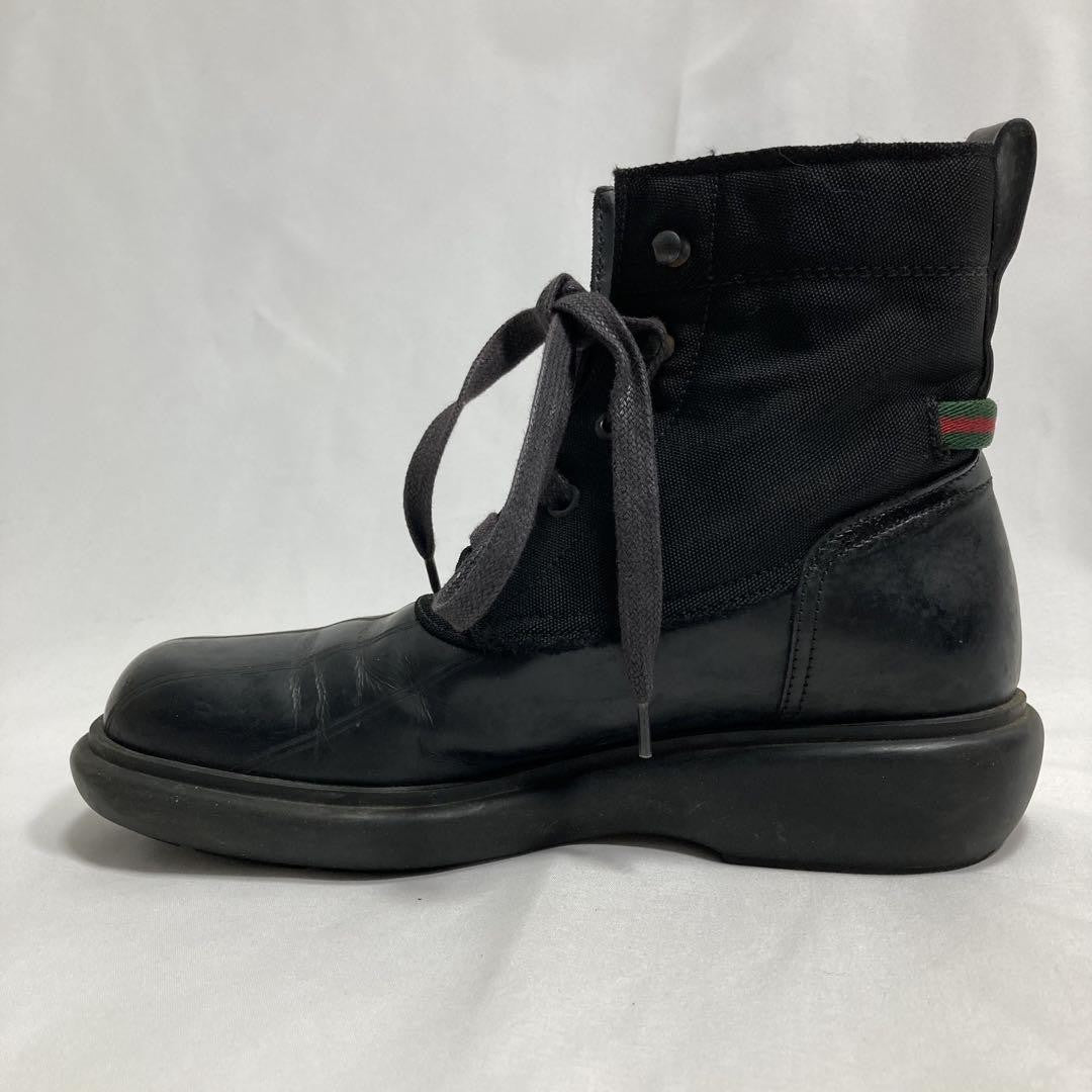GUCCI Boots Sneaker Shoes Sherry Line Leather Canvas Black Authentic