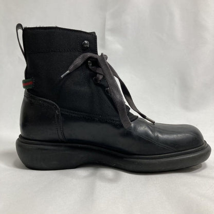 GUCCI Boots Sneaker Shoes Sherry Line Leather Canvas Black Authentic